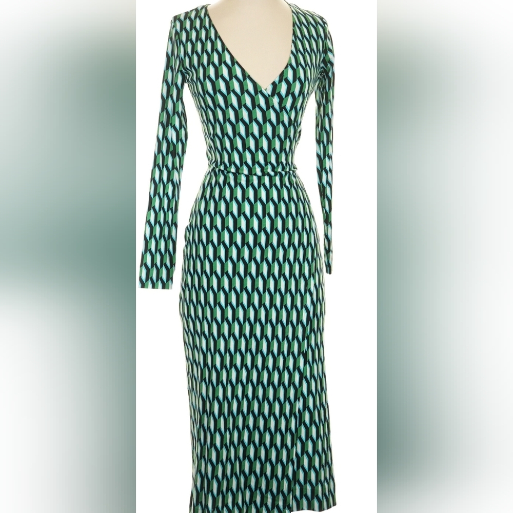 DVF For Target green Geometric Wrap Dress